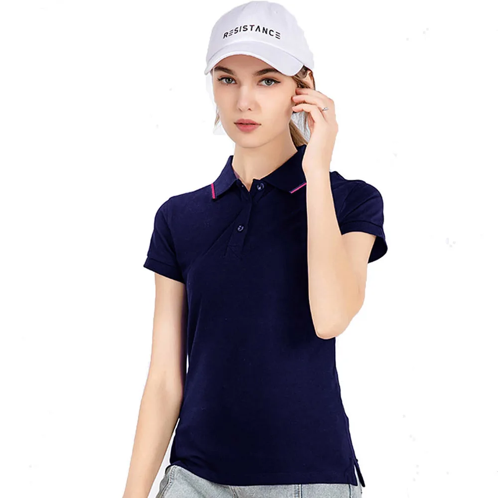 

High-Quality Fabric Women's Summer Short-Sleeved Polo Shirt Pure Cotton Loose Solid Color Lapel Summer T-Shirt Top