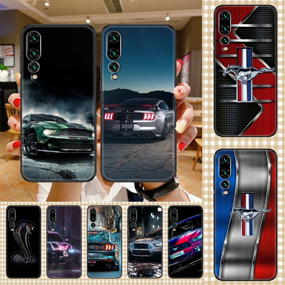 

Cool Mustang Logo Phone case For Huawei P Mate P10 P20 P30 P40 10 20 Smart Z Pro Lite 2019 black fashion cell cover trend