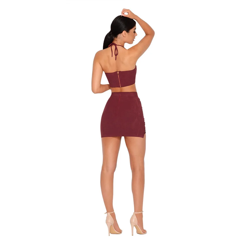 

Sexy Club Outfits For Women Crop Top Women Mini Skirt Summer Clothes For Women Two Piece Skirt And Top Set High Waisted Skirt