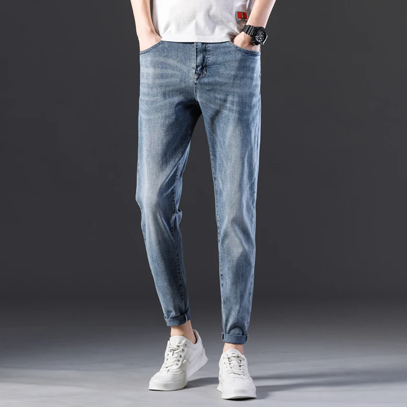 Джинсы kstun Мужские штаны светло-голубые эластичная резинка на талии зауженные