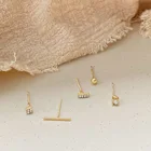 5 шт.компл. модные геометрические маленькие серьги-гвоздики для женщин золотого и серебряного цвета с кристаллами и фианитами квадратные мини-серьги-гвоздики корейские ювелирные изделия