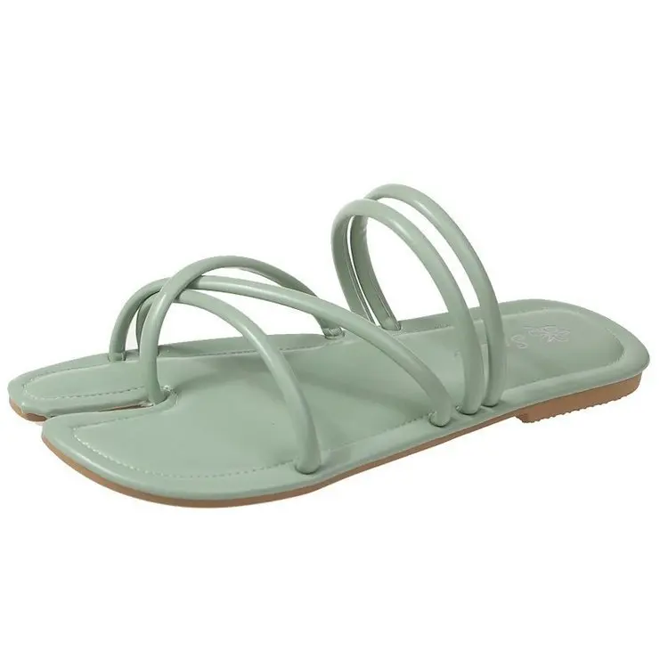 

Low Slippers Soft Women Luxury Shoes Pantofle Rubber Flip Flops Slides Square Toe Comfort Designer 2021 Summer Flat Hawaiian PU