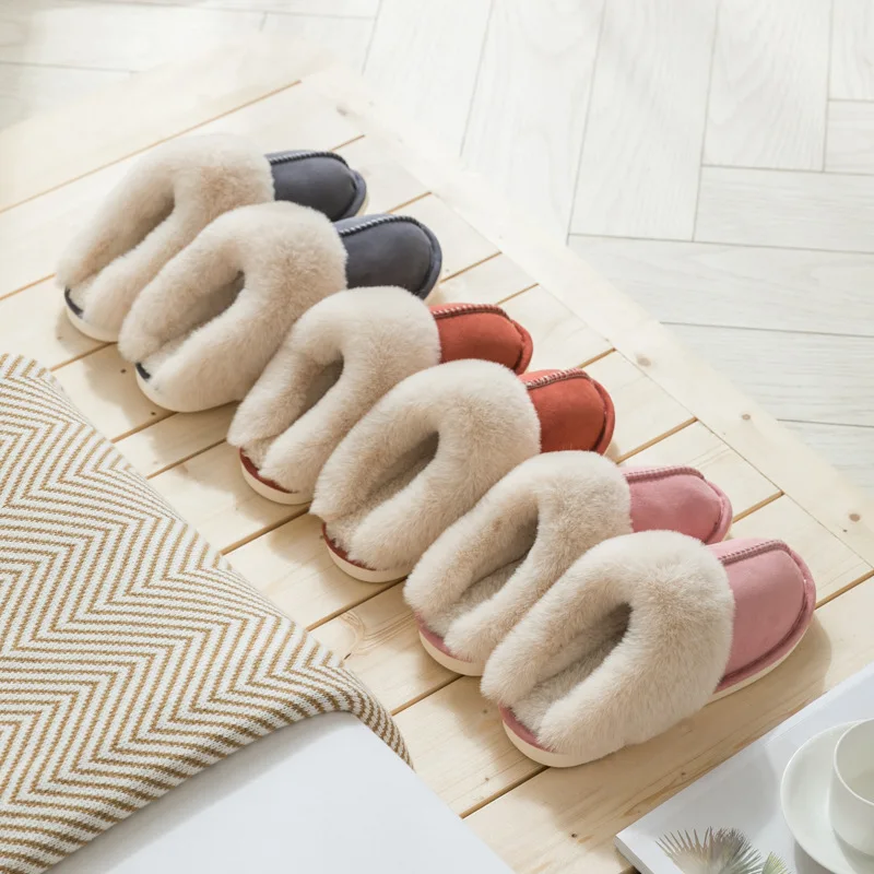 

Cotton Slippers Plush Home Autumn and Winter Hot Style Couples Warmth Women's Non-slip Cotton Shoes Wholesale Ladies Slippers
