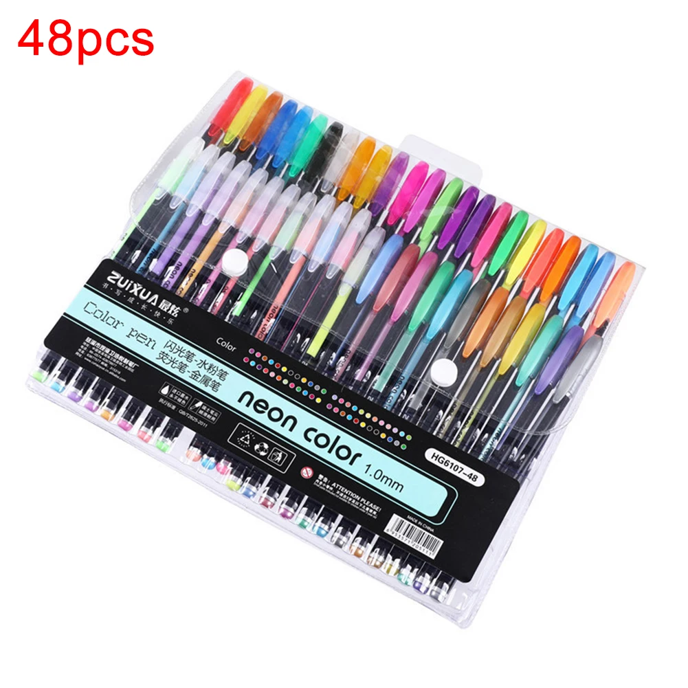 

48Pcs Colorful Glitter Graffiti Marking Painting Highlighter Gel Pen Stationery