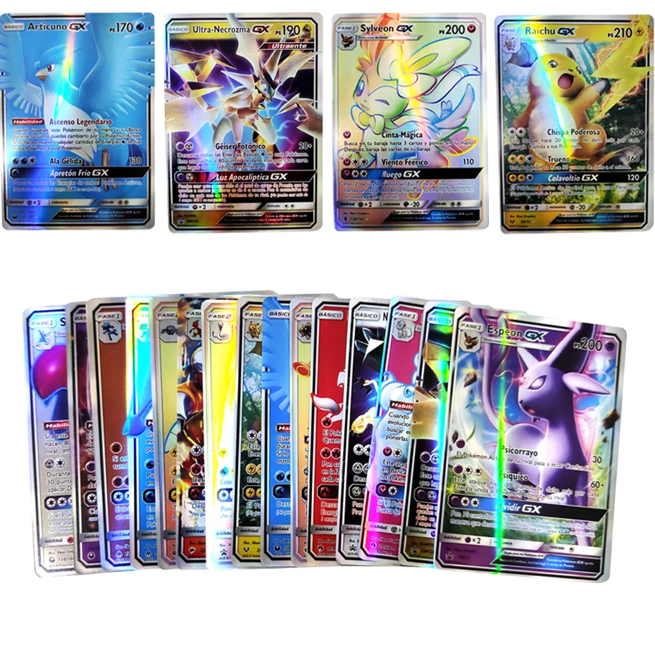 Tarjeta de juego Pokemon Pikachu, soporte de 50 tarjetas, &aacute;lbum de fotos, estuche r&iacute;gido con 20 tarjetas Flash GX en espa&ntilde;ol, caja de almacenamiento, regalo de Navidad-5