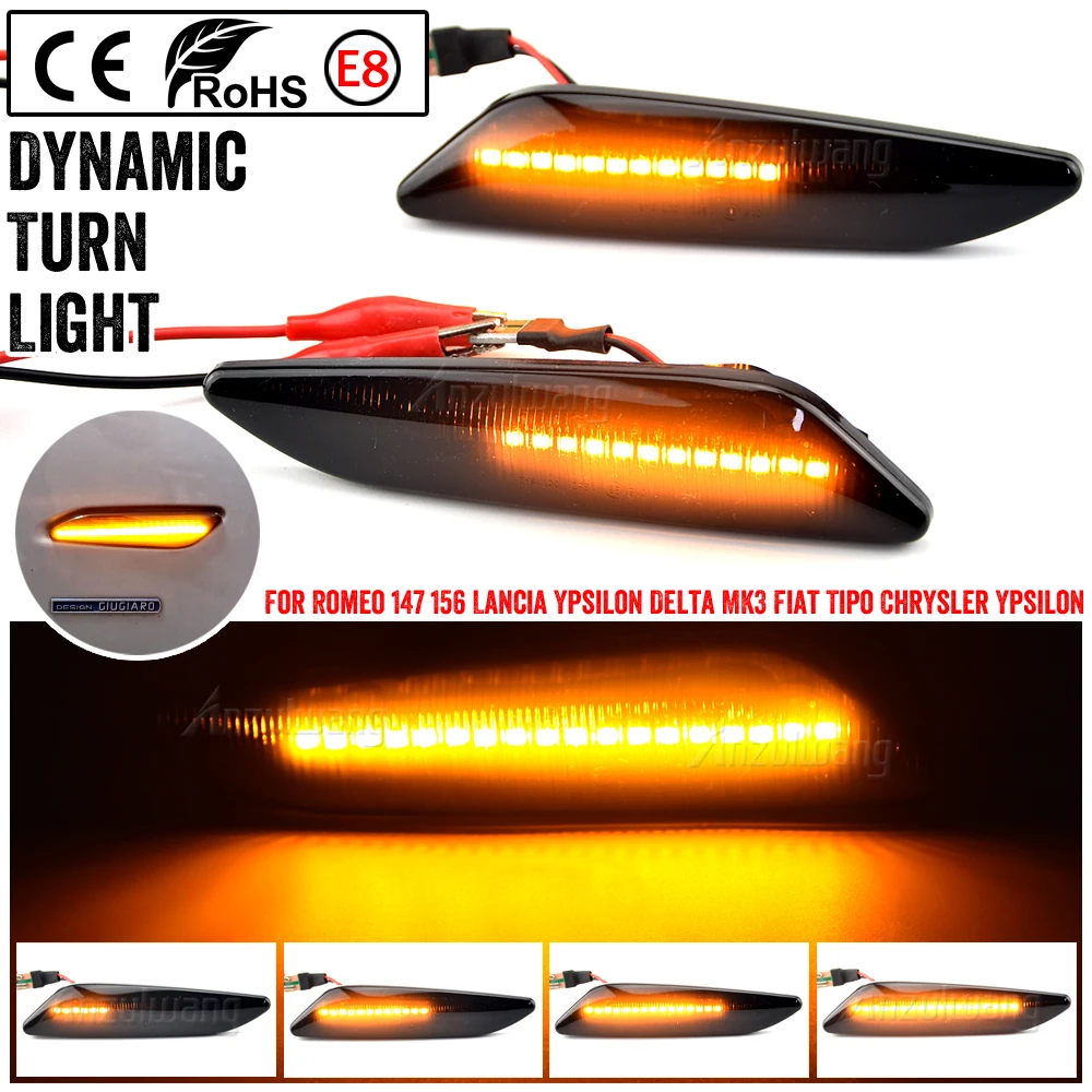 

2Pcs LED Dynamic Blinker For Alfa Romeo 156 147/Fiat Tipo/Lancia Delta 3 Ypsilon Side Marker Light Arrow Turn Signal Lamps