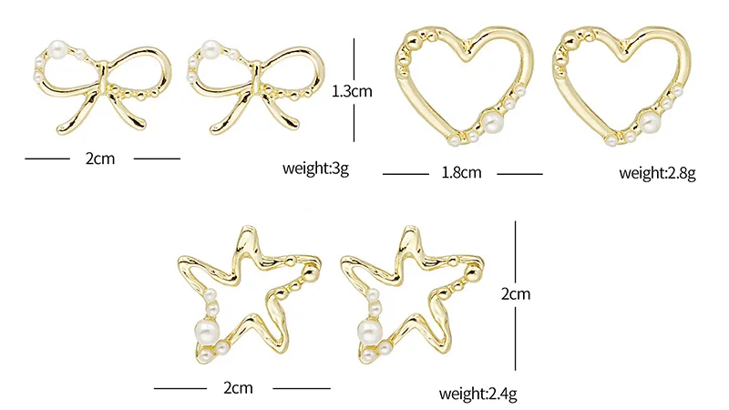 

Prevent Allergy Fashion Korean Minimalist Geometric Bow Heart Earrings for Women Gold Color Imitation Pearl Stud Earring Jewelry