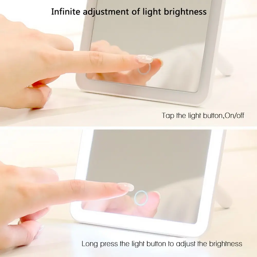 Зеркало для макияжа светодиодный сенсорный экран Настольный макияж портативный