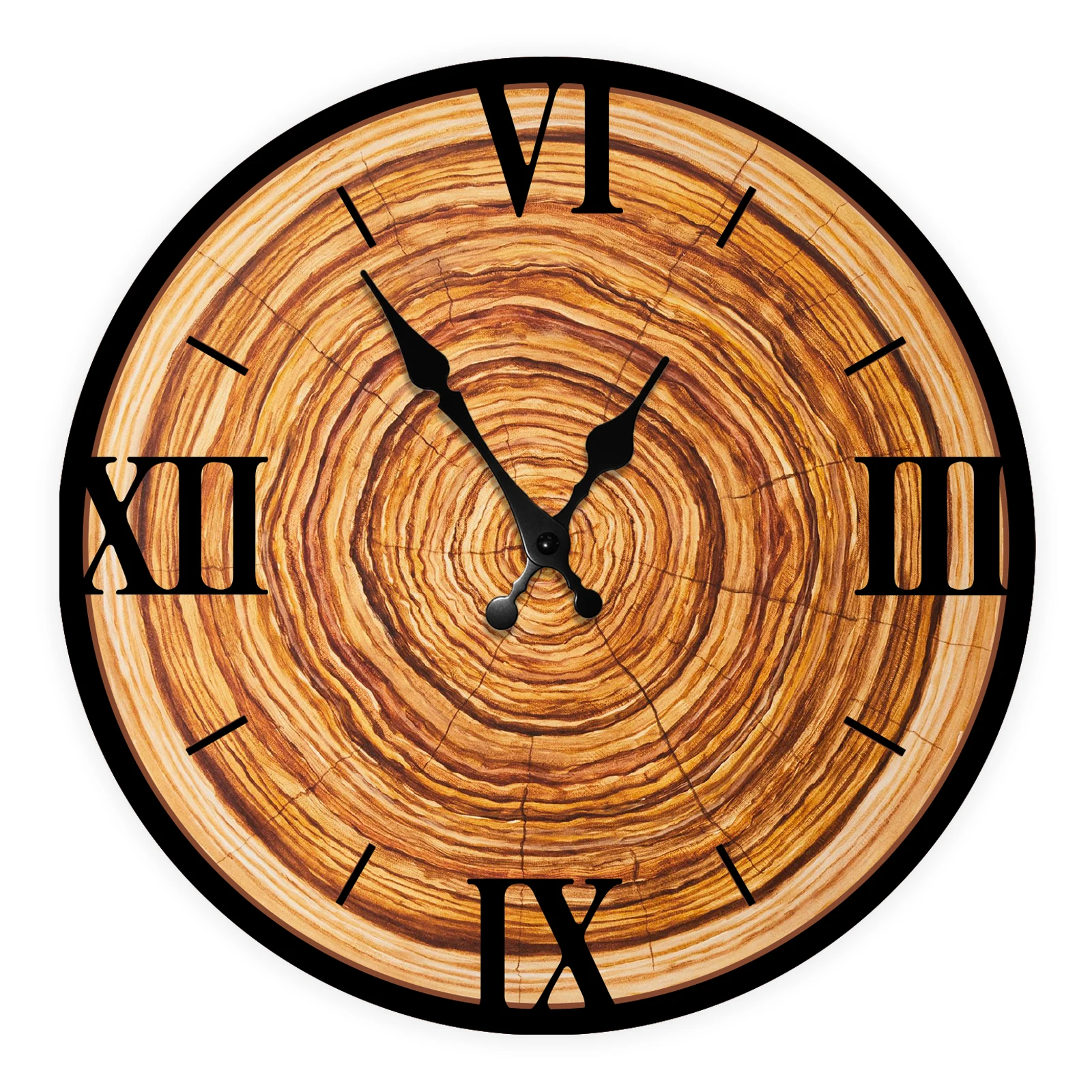 

Annual Ring Wall Clock Wooden Non-Ticking Wall Clock Battery Operated Creative Irregular Decorative Silent Clock 12 Inch