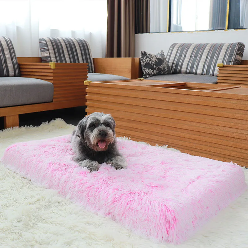 

Long Plush Washable Soft Pet Bed Kennel Dog Round Cat Winter Warm Puppy Plush Cushion Mat Portable Cat Supplies Cushion Sofa