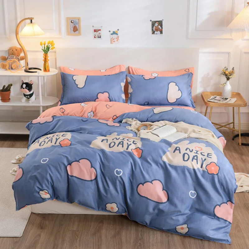 Комплект постельного белья с мультяшным принтом облаков пододеяльник для