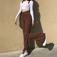 split flared pants womens high waist sweatpants ladies casual stretch slit sports trousers outdoor jogger pants streetwear