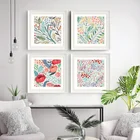 Акварельный цветочный ботанический постер, Настенный Цветок, Минималистичная Картина на холсте, картина в скандинавском стиле, квадратная картина, домашнее украшение