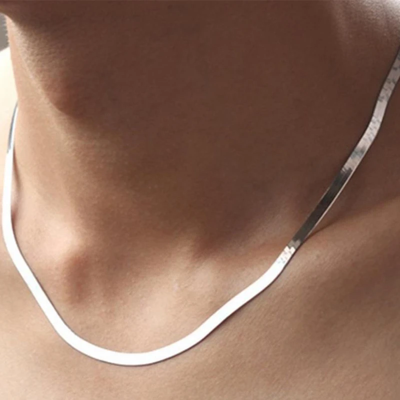 

Punk Necklace Snake Choker Men & Women Gold Silver Color Stainless Steel Couple Sexy Flat Clavicle Blade Chain Jewelry Gift 2021
