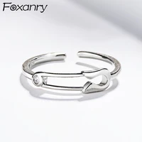 foxanry minimalist 925 stamp finger rings for women couples creative trendy geometric handmade bride jewelry gifts