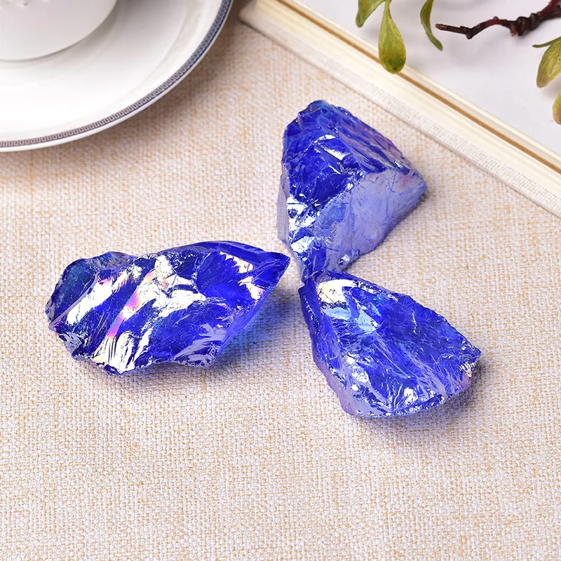 

Natural Crystal Raw Healing Stone Electroplate Quartz Specimens Rough Ore Mineral Gemstone Fish Tank Decoration Energy Diy gift