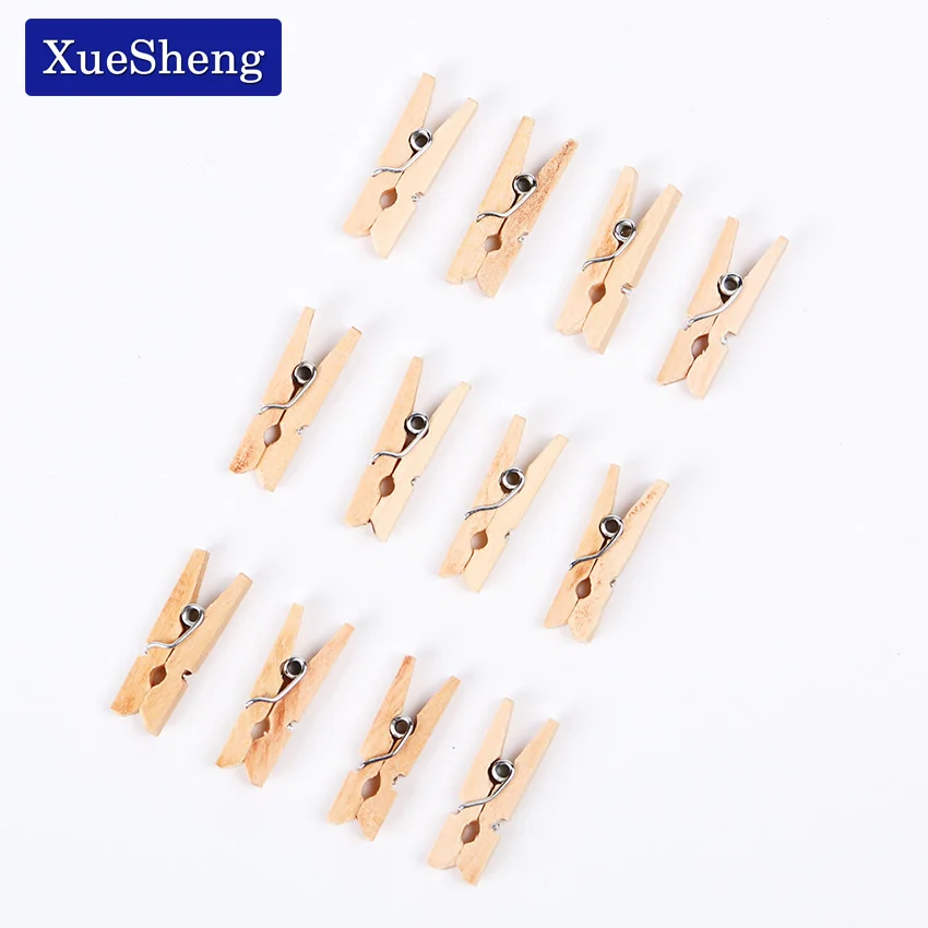 

90 PCS/Set Mini Wooden Natural Clip Pack of Small DIY Wedding Party Natural Clips Office Supplies