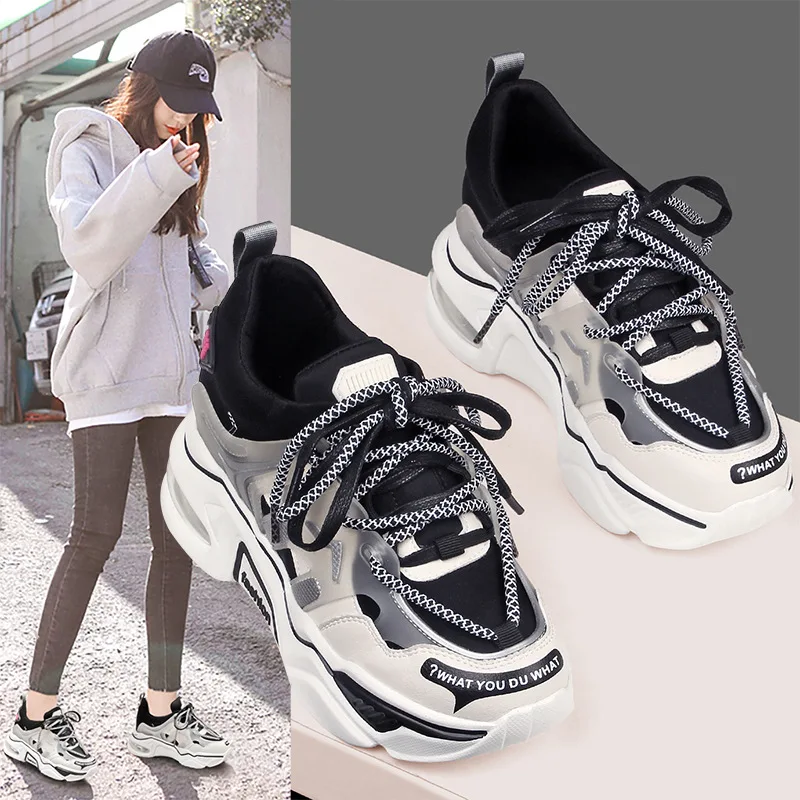 

Папины туфли на внутренней подошве, новинка 2020, Корейская версия кожи, универсальные туфли на толстой подошве, повседневная спортивная женс...