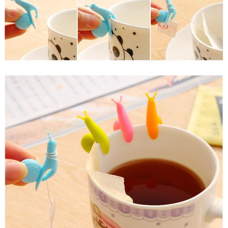 5 шт./10 шт. Изысканный Силиконовый Держатель для чайных пакетиков в форме улитки