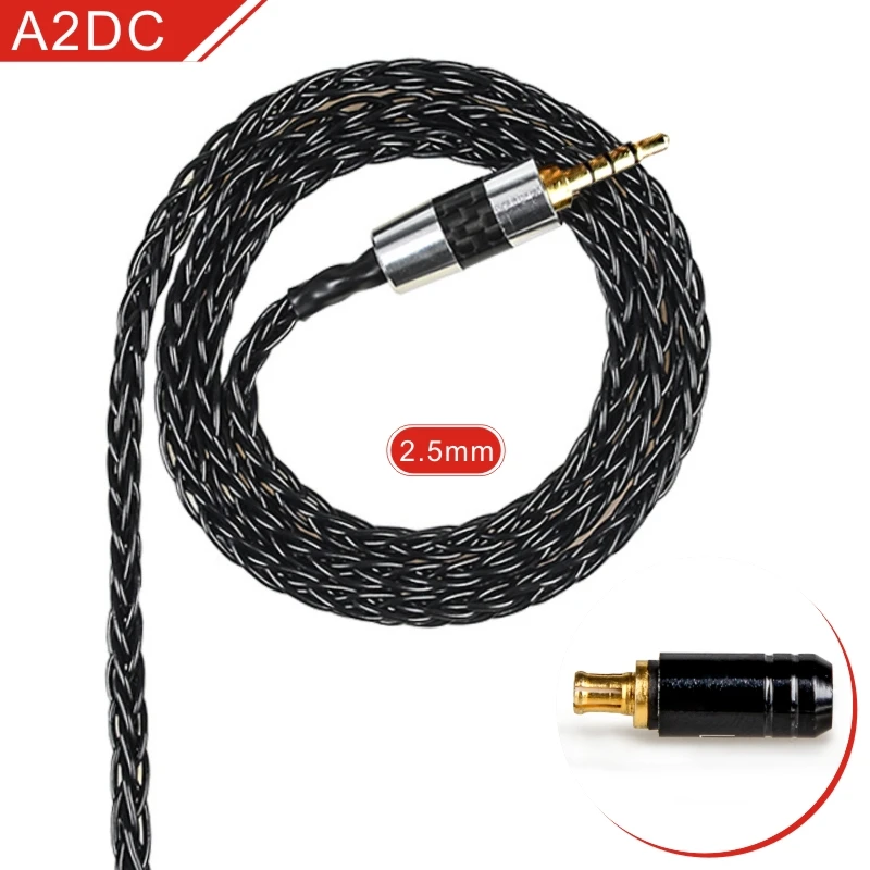 Black 2.5mm A2DC FDBRO 8*50 ядер с серебряным покрытием наушники обновления провода наушники MMCX кабель IE80 IM 2Pin 0,78 мм A2DC кабельная гарнитура 2,5/3,5/4,4 мм - Цвет: Black 2.5mm A2DC