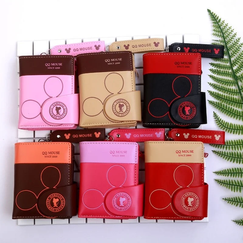 

Disney Fashion New Women's Wallet Simple Short Folding Korean Cartoon Zipper Wallet Student Coin Purse