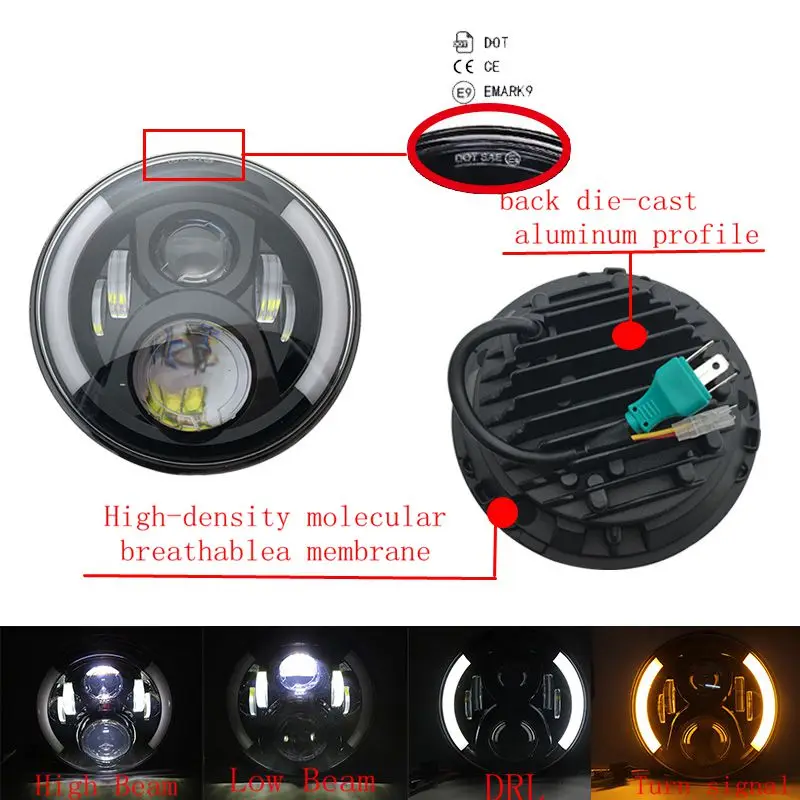 Новый автомобиль аксессуары 7 дюймовый светодиодный головной светильник s DRL Halo