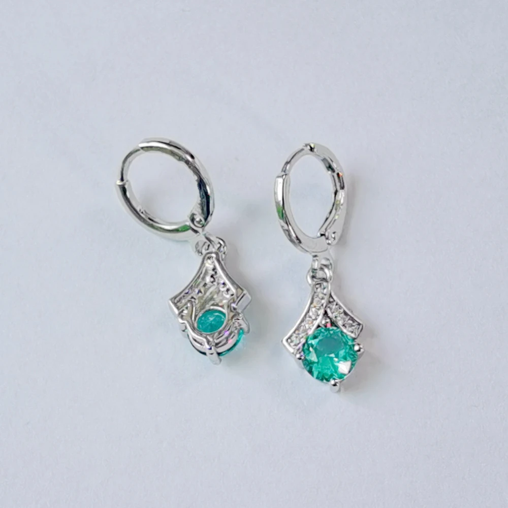 

Wholesale Geometric Drop Earrings Silver Color with Shine Round CZ Stone Wedding Bridal Party Anniversary Gifts Earings