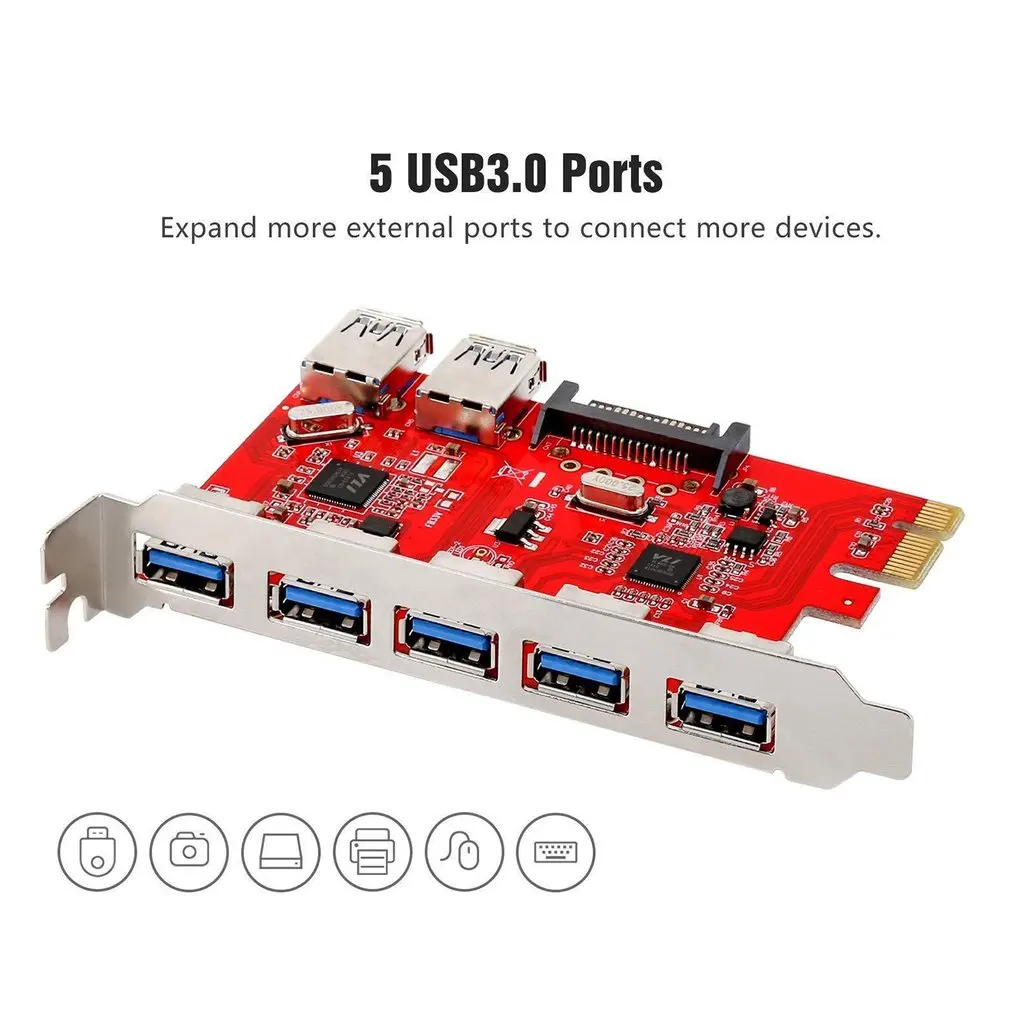 Стабильная PCI-E 7-Порты USB 3 0 карты расширения адаптер 5 Внешний Порты и разъёмы 2