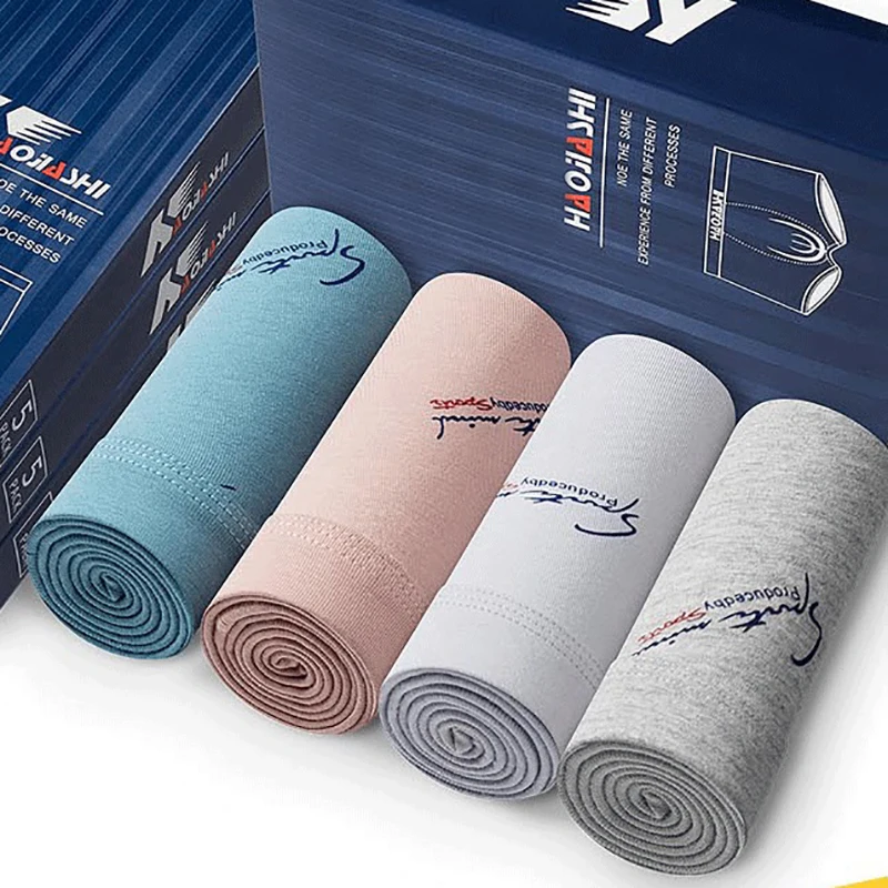 4 шт./лот мужские трусы из 100% хлопка мужское нижнее белье дышащие боксеры