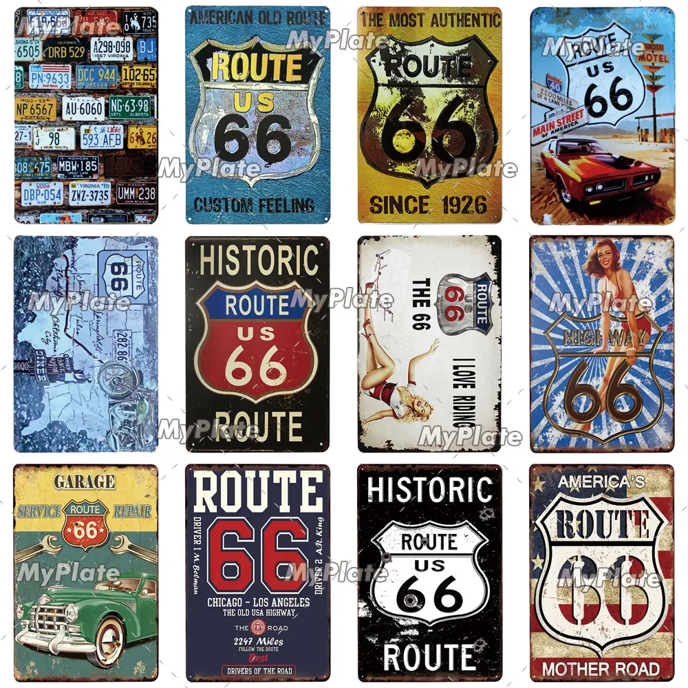 ROUTE66 металлический знак винтажная табличка олова для мотоцикла Настенный декор