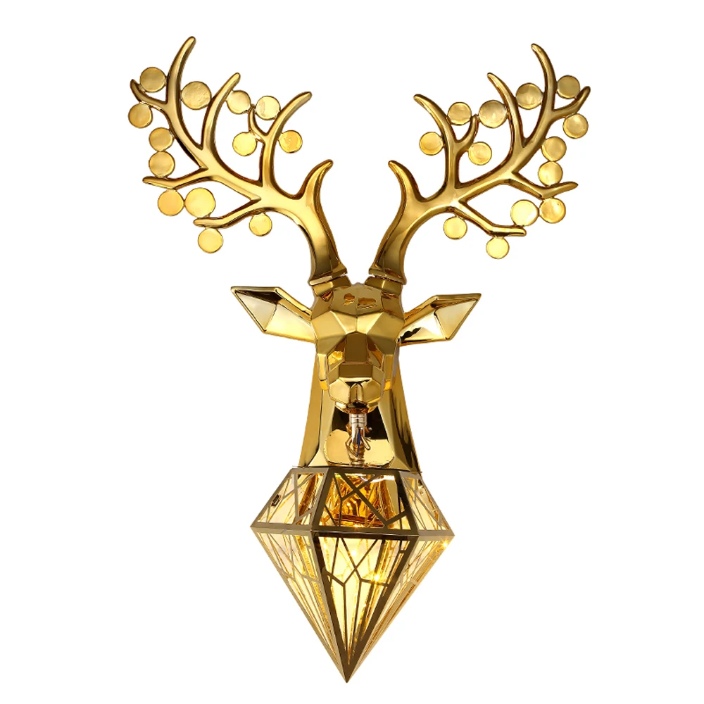 

Deer Head Antler Wall Lamp European Creative Living Room Decoration Wall Light led Lights Decoration For Bedroom Background Wall