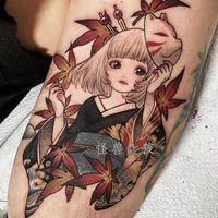 46710 pieces sexy cartoon super cute geisha flower arm tattoo stickers waterproof female long lasting dark tattoo stickers