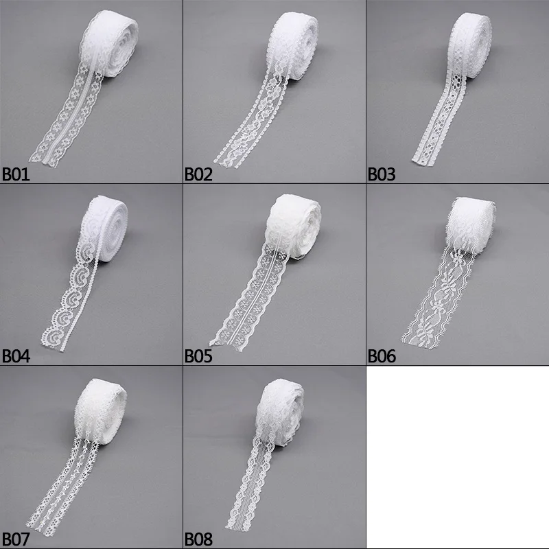 

10 Yards/lot White Lace Ribbon Tape Handcrafts Embroidered Net Lace Trim Fabric Ribbon DIY Sewing Decoration African Lace Fabric