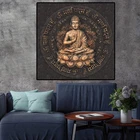 Винтажная коричневая статуя Будды, Картина на холсте, религиозные плакаты, печатные настенные картины для гостиной, украшения дома