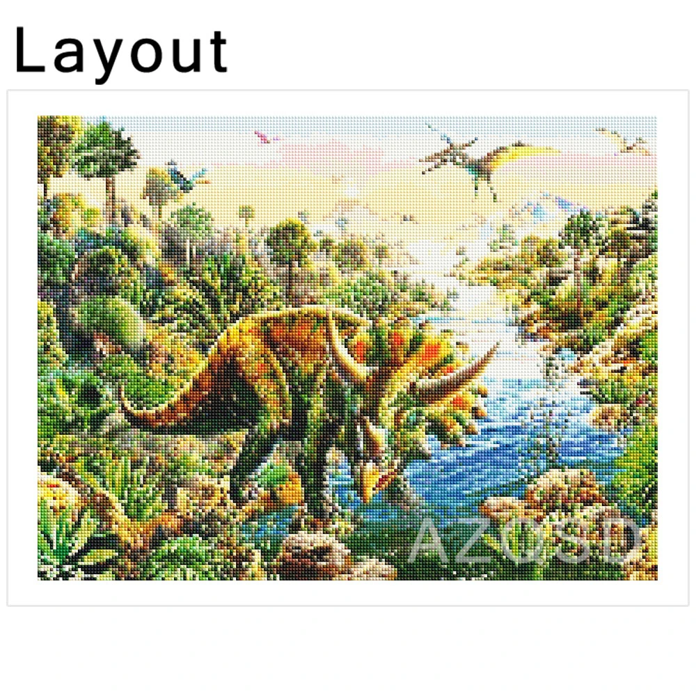 АЗКД 5D Алмазная живопись Динозавр Вышивка Животные Полный Квадрат Ринестоны Домашний Декор Ручная Работа Комплекты Крестиком.