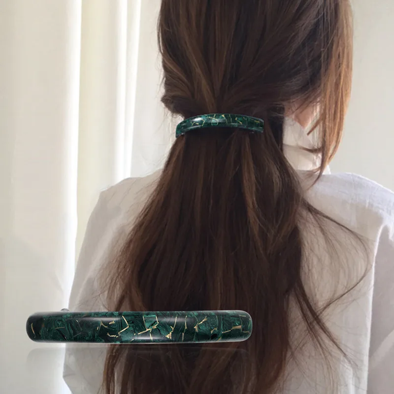 

CHIMERA Simple Acrylic Hair Clips for Women French Hump Barrette Classic Green Arched Hairpin Elegant Steel Clamp for Thick Hair