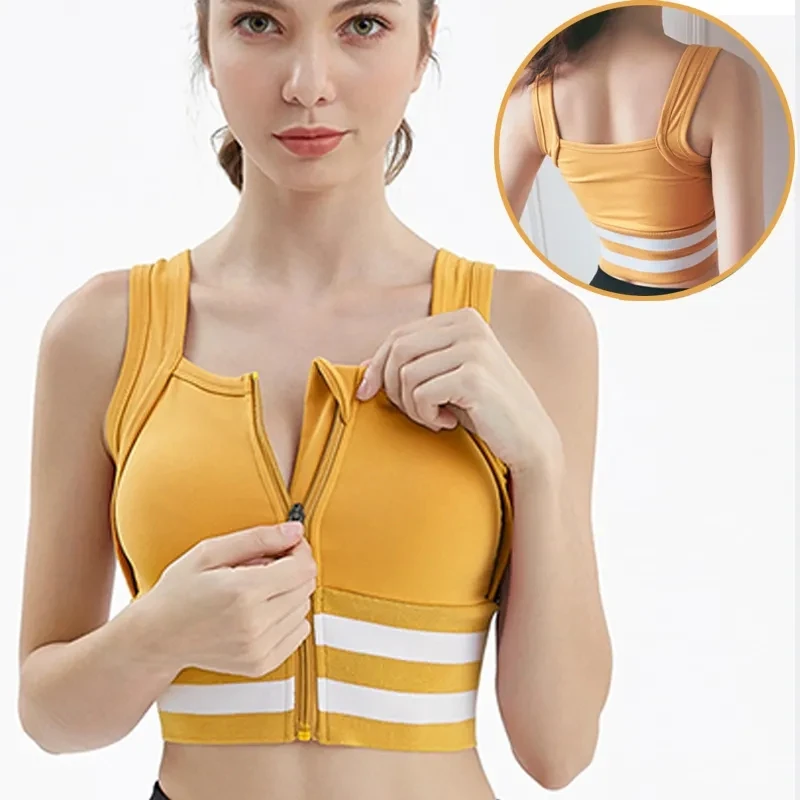 

Front Zipper Running Fitness Sports Underwear Women Anti-sagging Shockproof Yoga Clothes Gathered Beauty Back Bra
