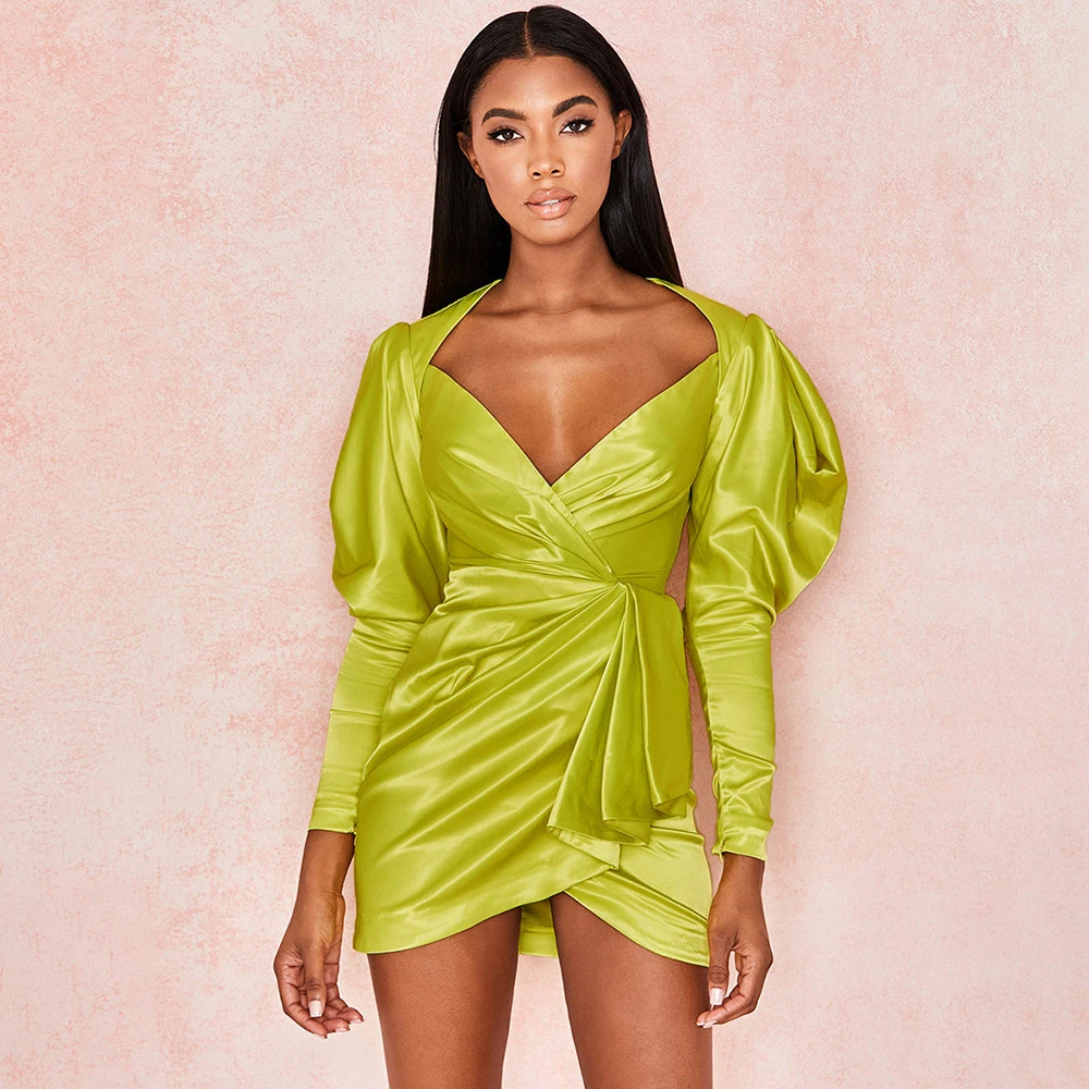 Женское облегающее мини-платье с глубоким вырезом во французском стиле вечерние