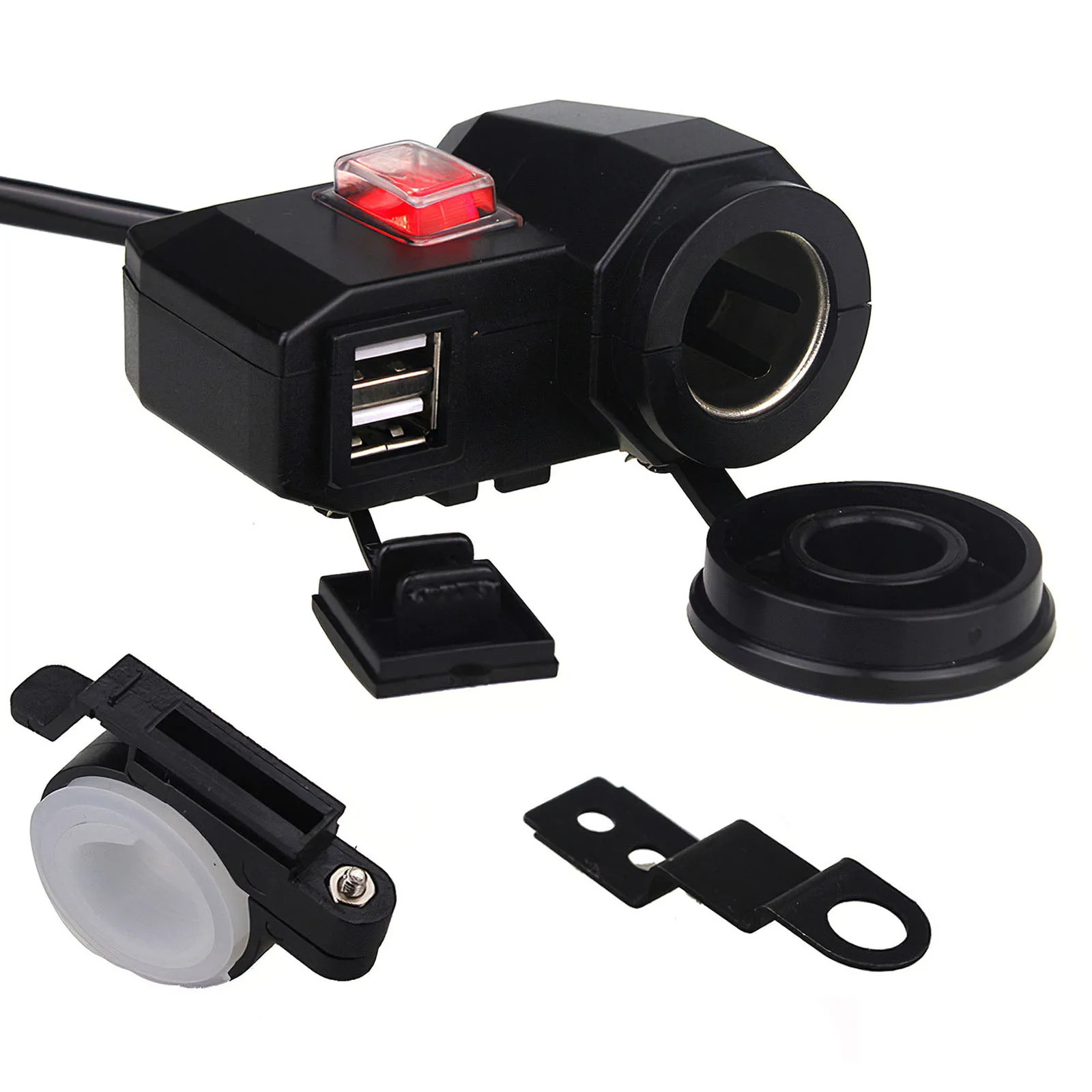 

2021 Multifunctional Cigarette Lighter Socket Motorbike Charger Voltmeter with Dual 5V/2.1A USB IP68 Waterproof