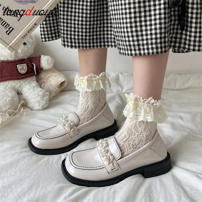 

Pearl Mary Jane Shoes Girls Japanese School Jk Uniform Accessories Lolita Shoes College Gothic High Quality loafers for women