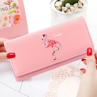 cartoon flamingos ladies purses wallet women leather cute women wallets female purse card holder clutch bags handbag wallet
