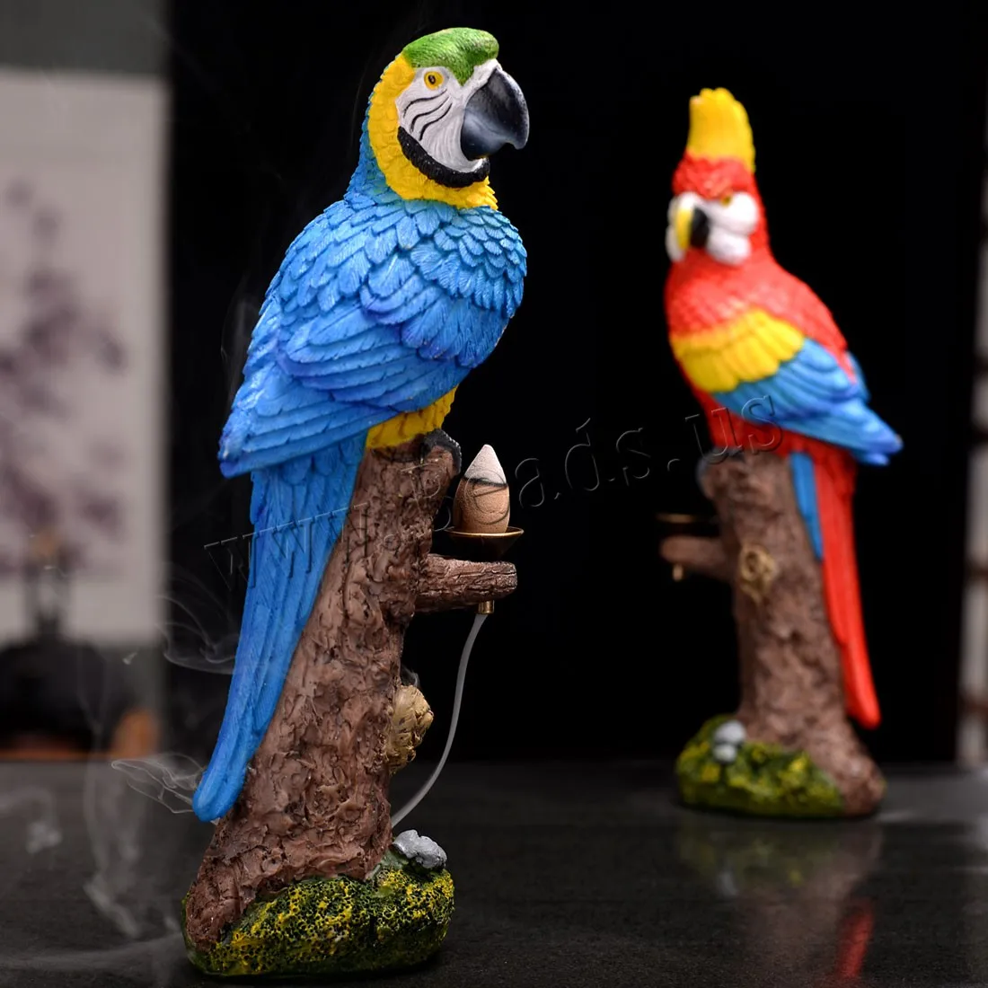 

Resin Handmade Simulation Color Parrot Backflow Incense Burner Creative Home Zen Ornaments Incense Burner Holder Seat