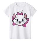 Красивая летняя футболка для девочек с мультяшным принтом Мари кота, Детская футболка с милым розовым узором, футболка с круглым вырезом и мультяшным принтом, BAL549