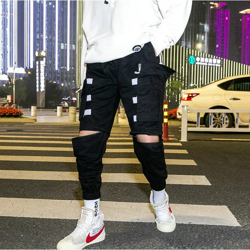 

New Detachable Leg Black Hip Hop Autumn Harem Pants Men Zippers Pockets Streetwear Men's Jogger Trousers Straight Pencil Pants