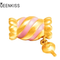 qeenkiss pt583 fine jewelry wholesale fashion hot woman bride birthday wedding gift vintage round candy key 24kt gold charm bead
