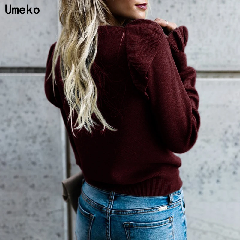 Umeko/осенний кардиган с воланами женский милый свободный зимний свитер