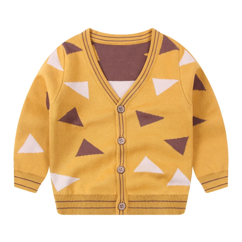 Осенне зимний Кардиган для маленьких мальчиков свитера с V образным вырезом топы