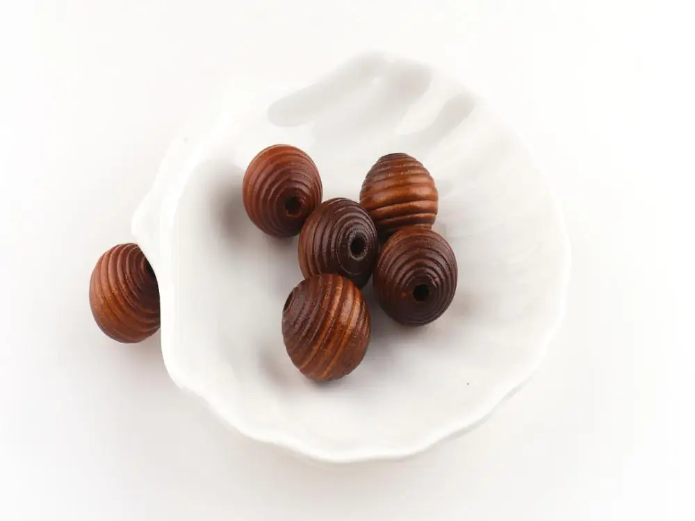 

Brown Round Natural Wooden Beads 50pcs Ripple Wood Loose Beads For Jewelry Making Bracelet DIY Jewelry Accessories Beaded