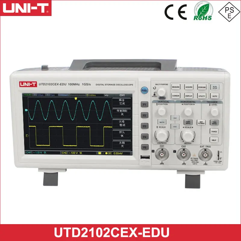 

UNI-T UTD2102CEX-EDU Oscilloscope Small Oscilloscope Tube Digital Oscilloscope PC,Dual Analog Channel 100MHz Bandwidth.
