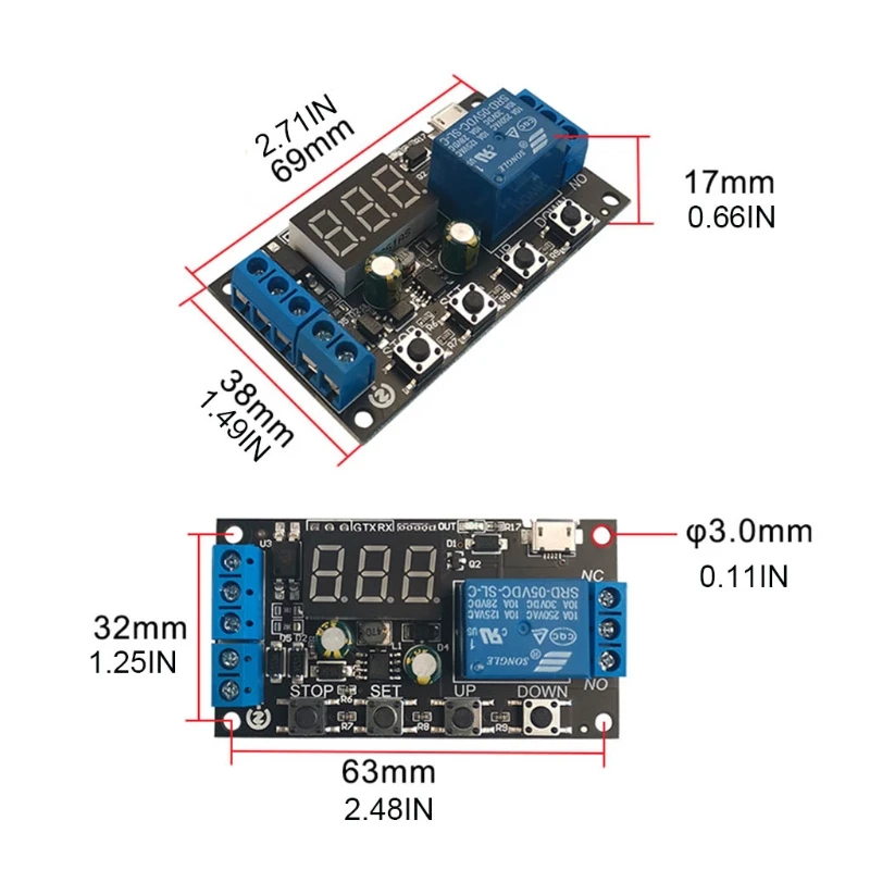 

5V 12V 24V Delay Relay Module Trigger Delay Cycle Timer Anti-overshoot Anti-surge Reverse Connection Protection Relay